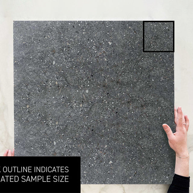 Dark Grey Frankie Polished Concrete Tile Matte 300 x 300 x 10mm Porcelain | The Blue Space