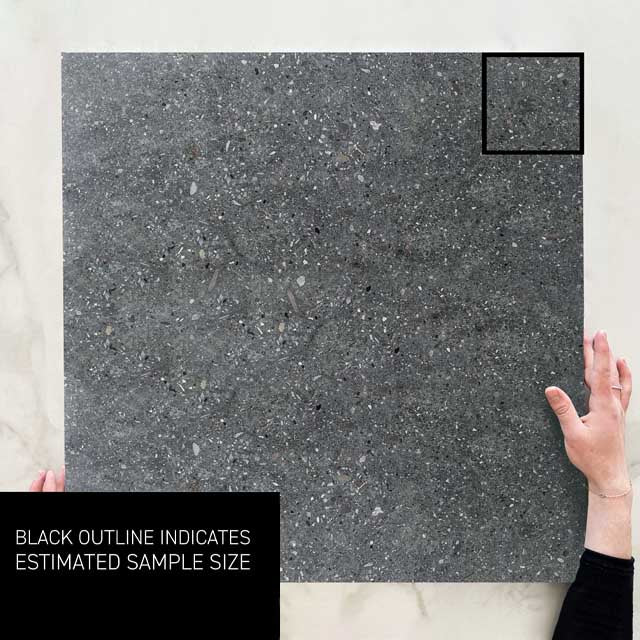 Dark Grey Frankie Polished Concrete Tile Matte R10 600 x 600 x 10mm Porcelain | The Blue Space