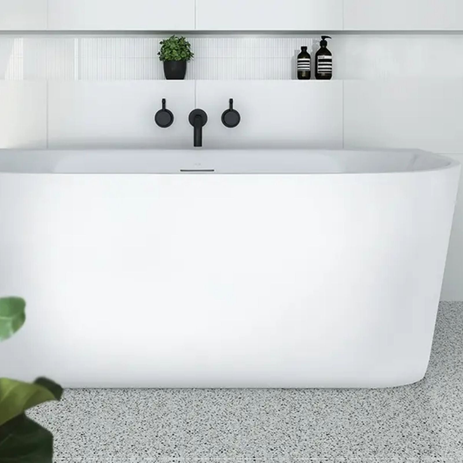 Lifestyle Decina Alegra 1400 Back-To-Wall Freestanding Bath with Integrated Overflow AG1400WIO - The Blue Space