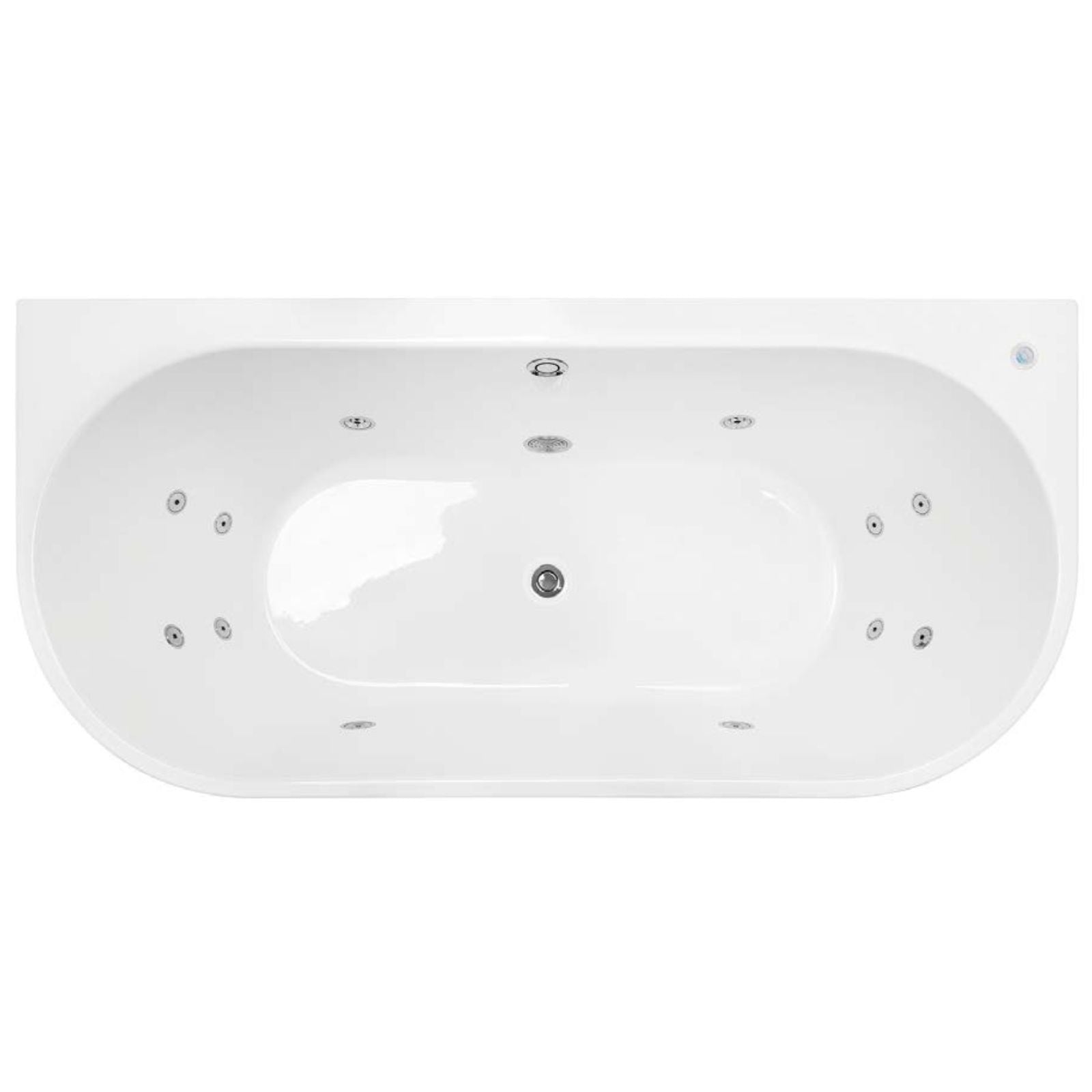 Top Decina Alegra Countour Back-To-Wall Freestanding Spa Bath 1500mm with White Jets AG1500BTWCNWHJT - The Blue Space