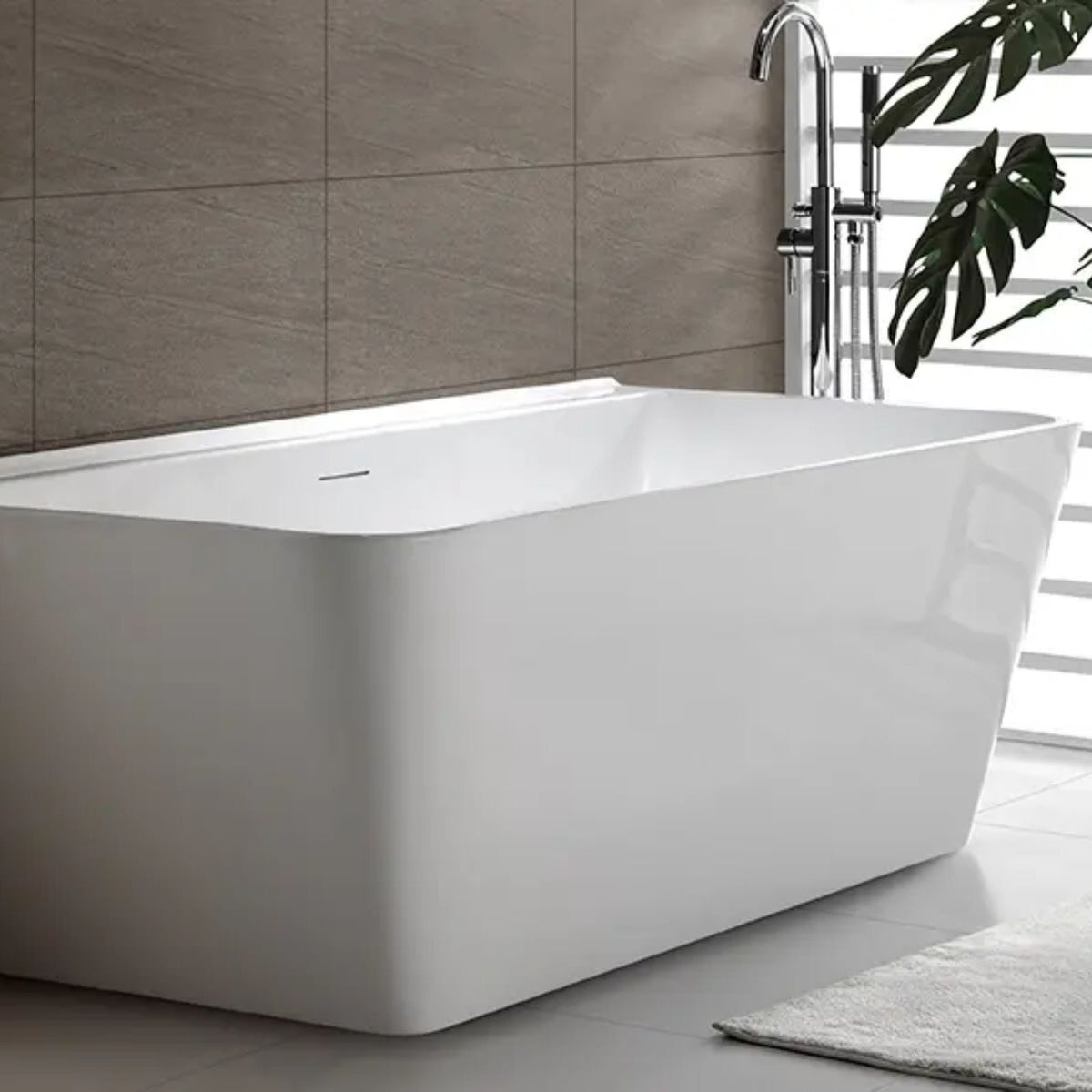 Lifestyle Decina Aria 1500 Back-To-Wall Freestanding Bath with Integrated Overflow AR1500WIO - The Blue Space