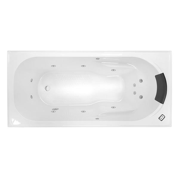Decina Modena Contour Rectangle Spa Bath 1510 1650 1790 with black headrest & jets - The Blue Space