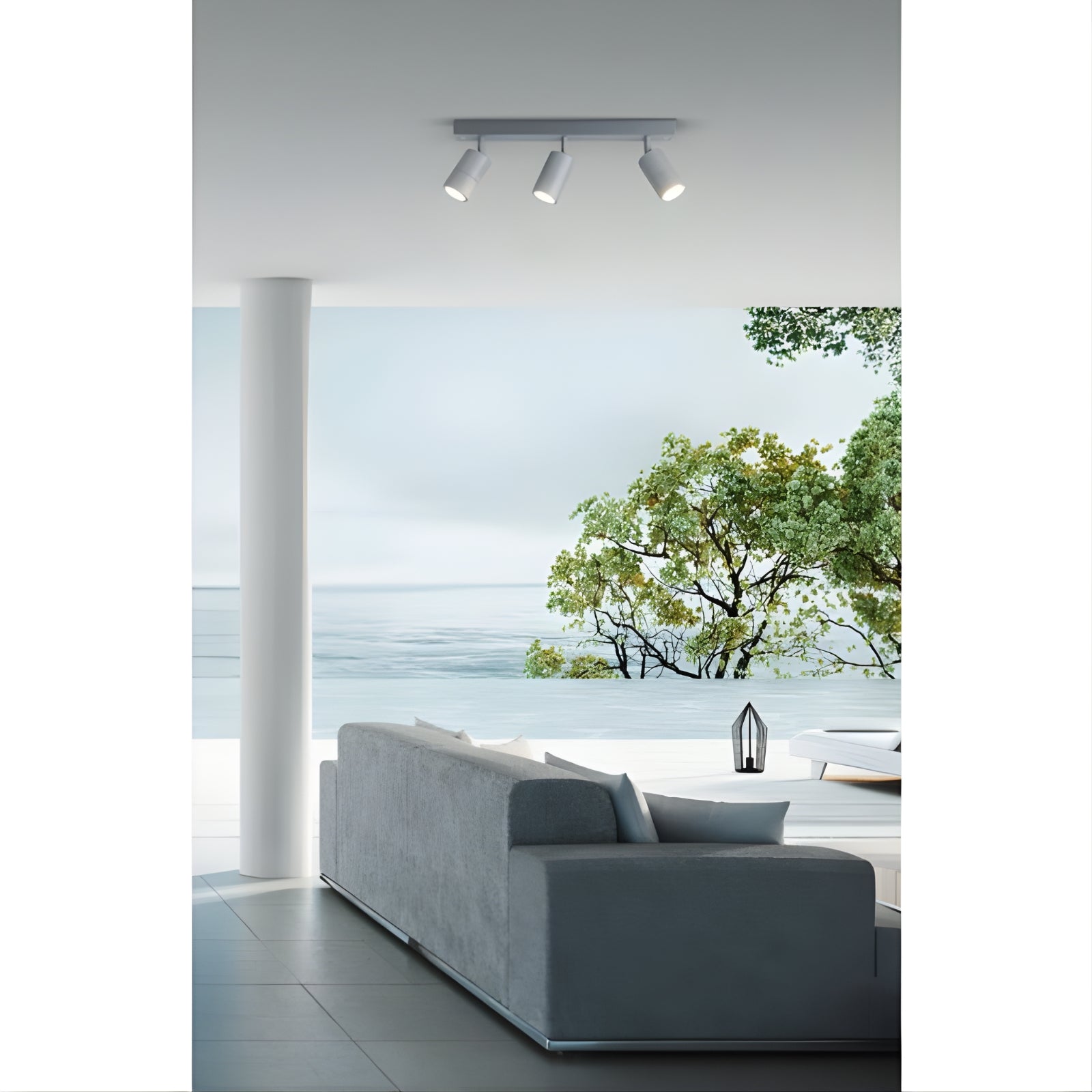 Lifestyle Eglo Fremantle 3 Light Adjustable Outdoor Ceiling Light Silver Grey 206162 - The Blue Space