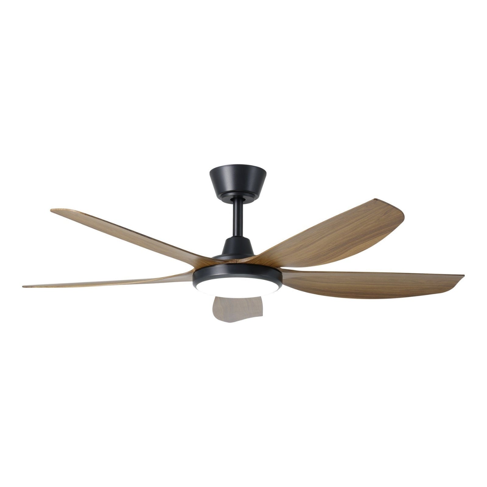 Light On Eglo Miami 48 DC Ceiling Fan with LED Light Black/ Teak 20796607 - The Blue Space