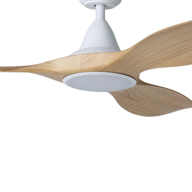 Close Eglo Noosa 52in 132cm DC Ceiling Fan with 18W LED CCT Light - White with Bamboo Finish 20684816 - The Blue Space