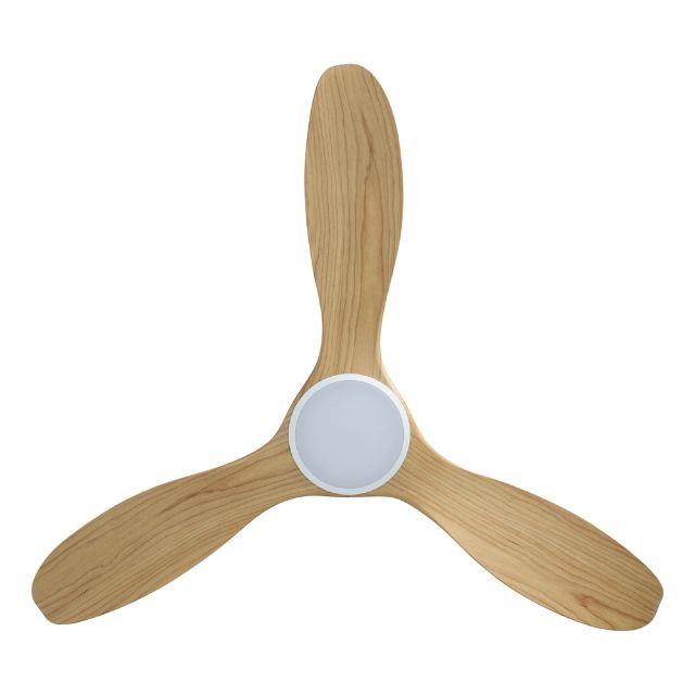 Front Eglo Noosa 52in 132cm DC Ceiling Fan with 18W LED CCT Light - White with Bamboo Finish 20684816 - The Blue Space