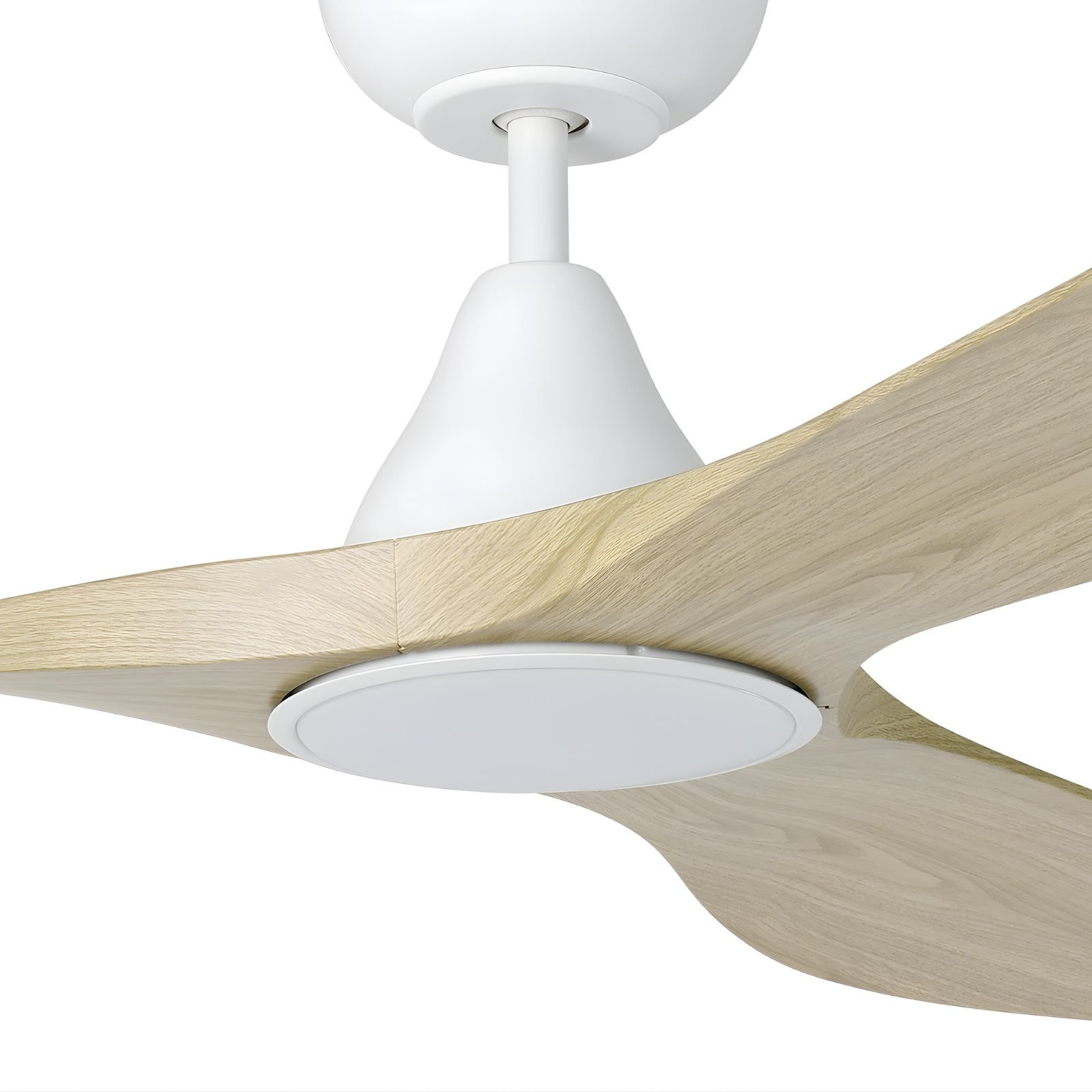Details Eglo Surf 72 DC Ceiling Fan with LED Light Oak/White 20789516 - The Blue Space