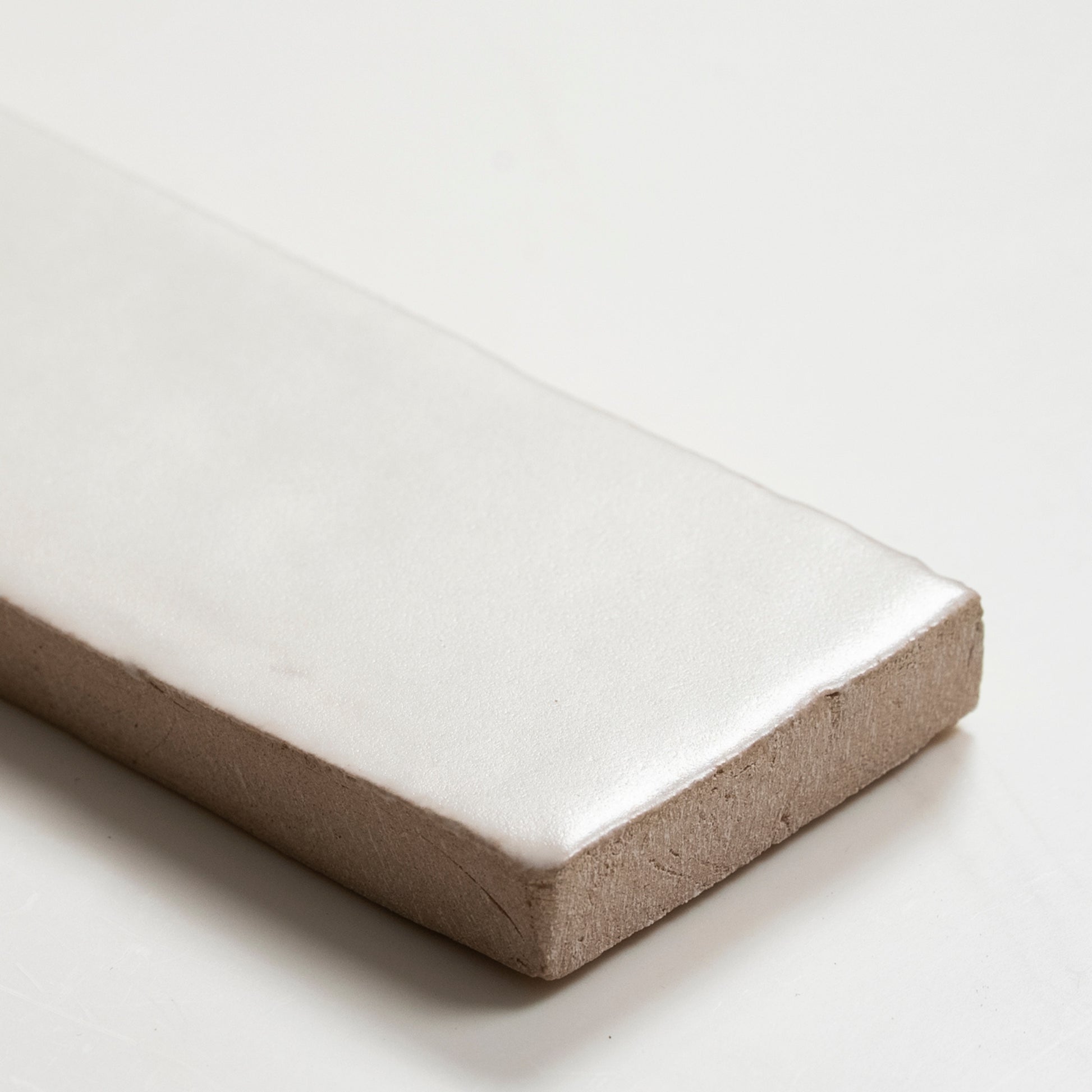 Oblique Evelyn Pure White Handmade Bejmat Satin Tile 100 x 50mm BYRCH2 - The Blue Space