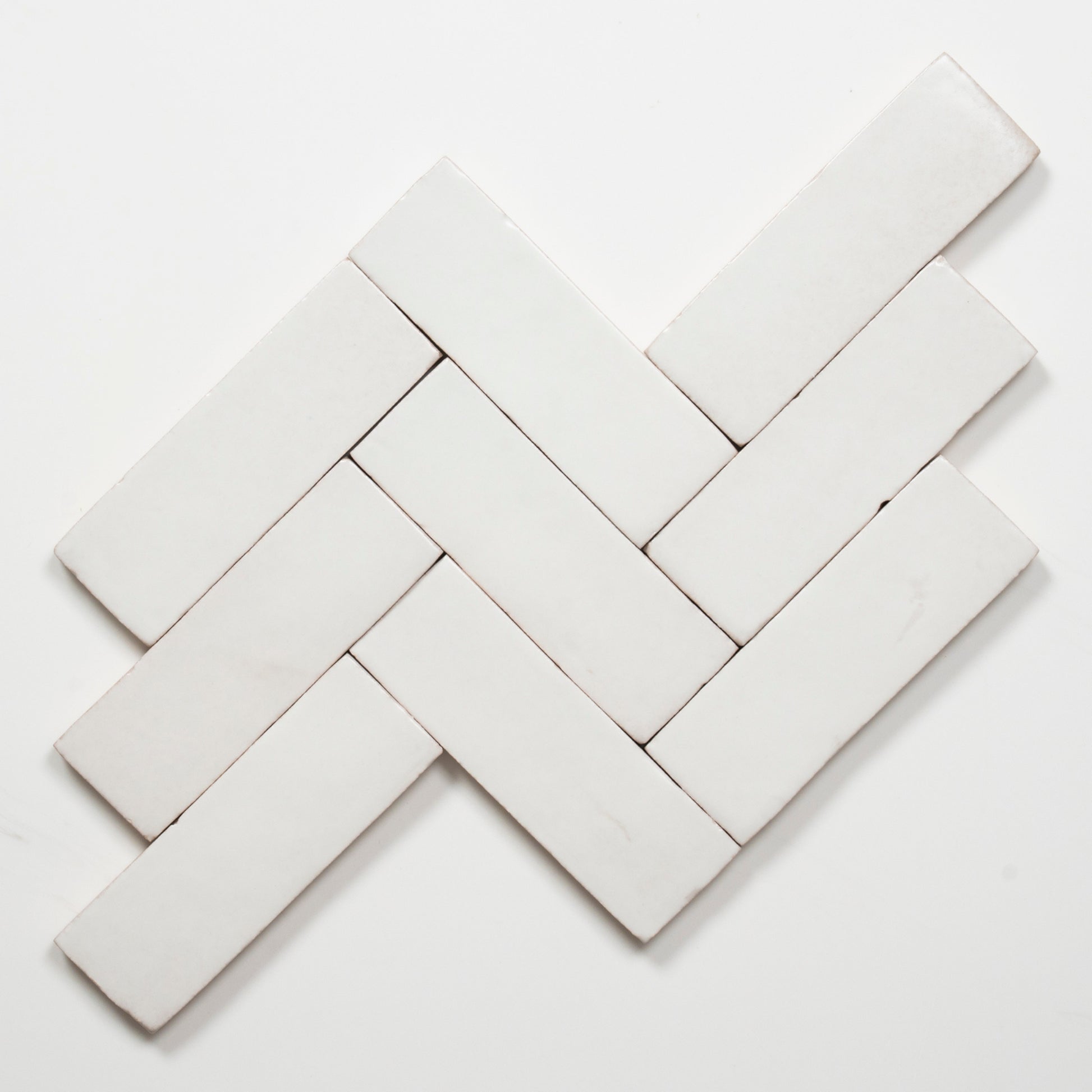 Pattern Evelyn Pure White Handmade Bejmat Satin Tile 100 x 50mm BYRCH2 - The Blue Space