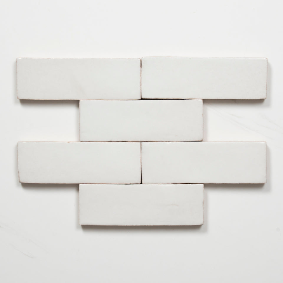 Evelyn Pure White Handmade Bejmat Satin Tile 150 x 50mm