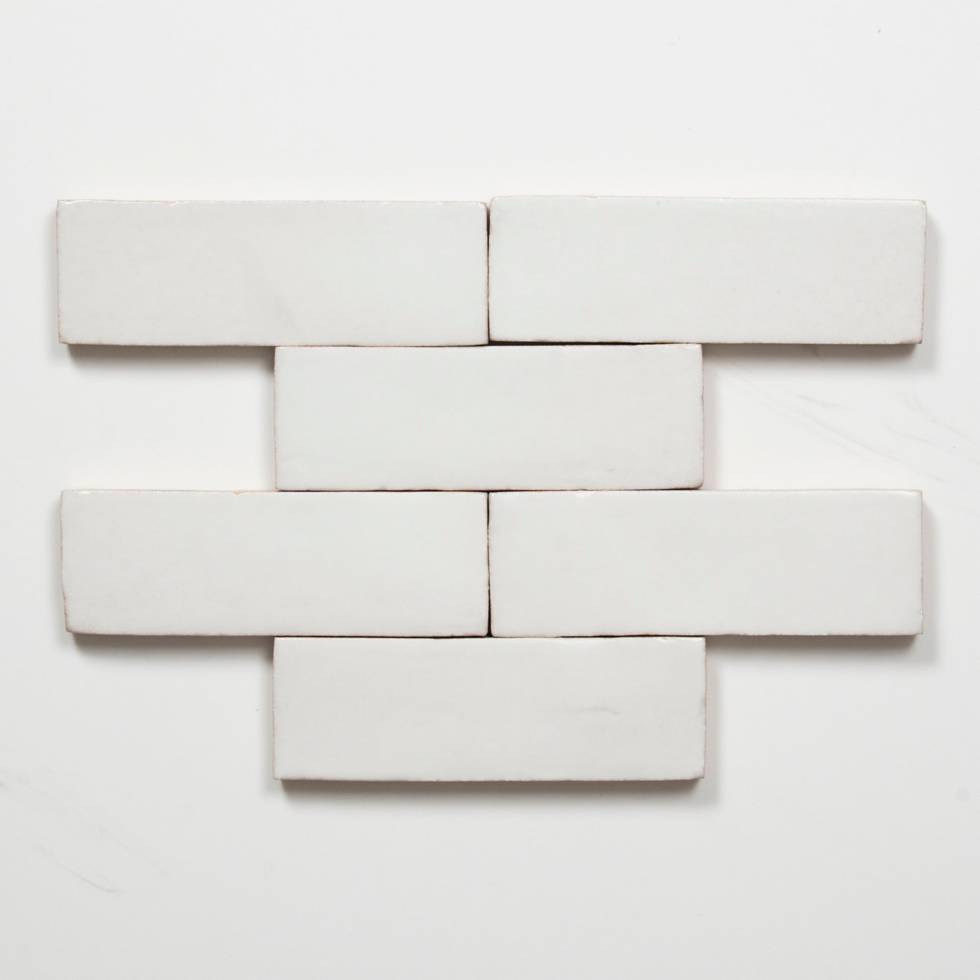 Pattern Lay Evelyn Pure White Handmade Bejmat Satin Tile 100 x 50mm BYRCH2 - The Blue Space