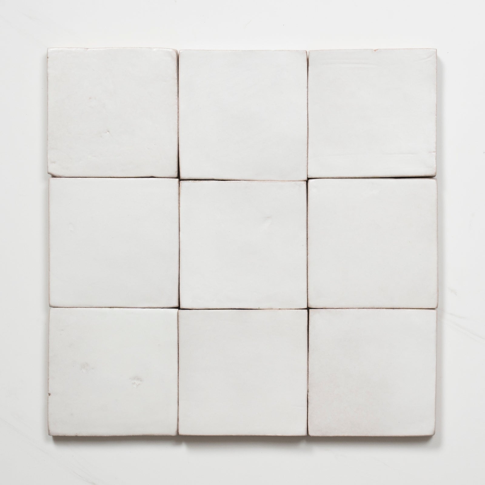 Pattern Lay Evelyn Pure White Handmade Zellige Satin Tile 100 x 100mm BYRCH1 - The Blue Space