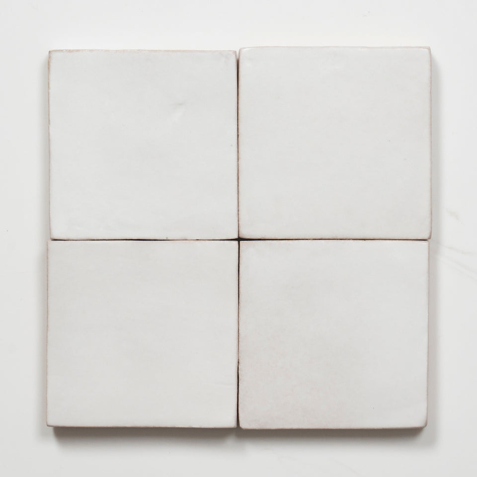 Evelyn Pure White Handmade Zellige Satin Tile 100 x 100mm