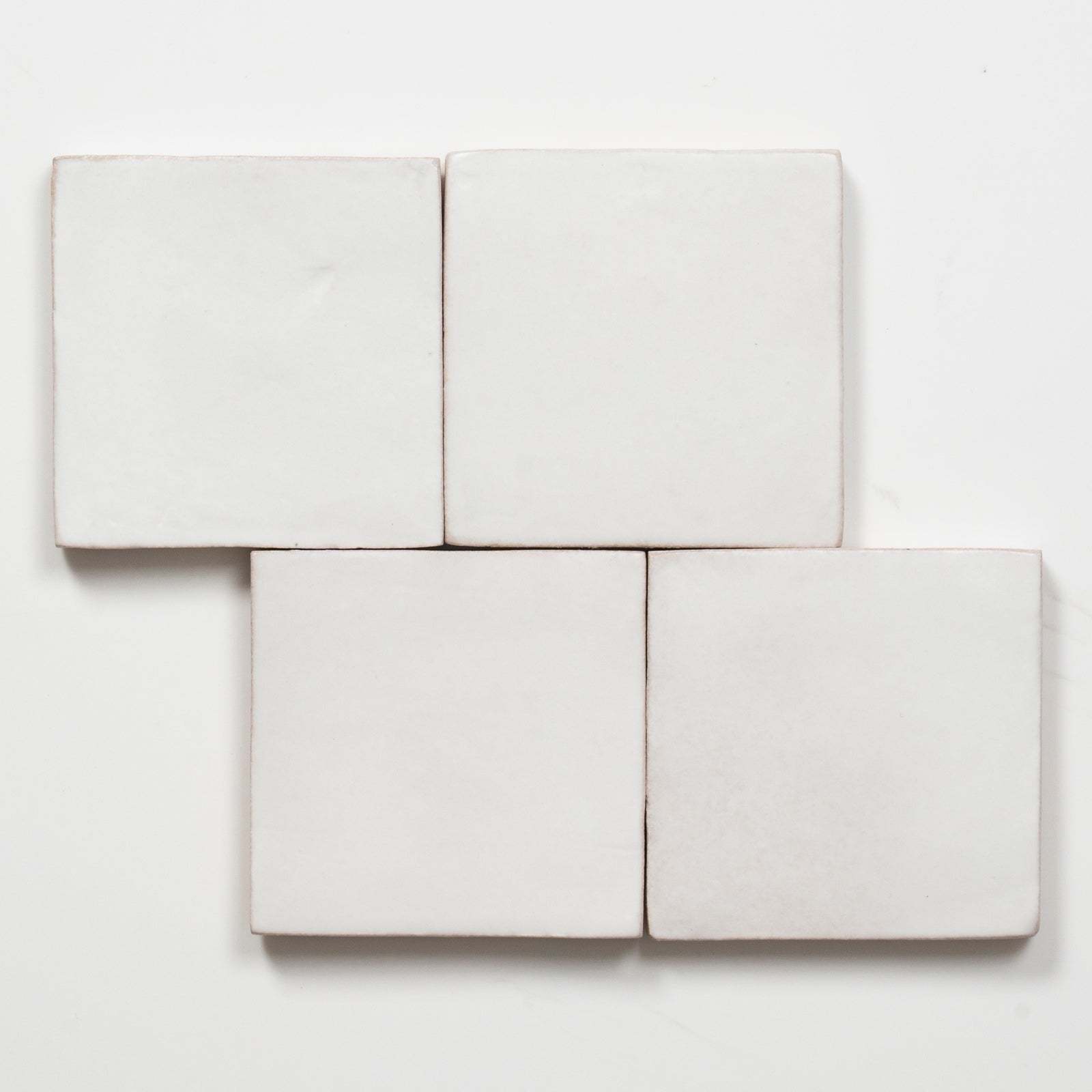 Pattern Evelyn Pure White Handmade Zellige Satin Tile 100 x 100mm BYRCH1 - The Blue Space