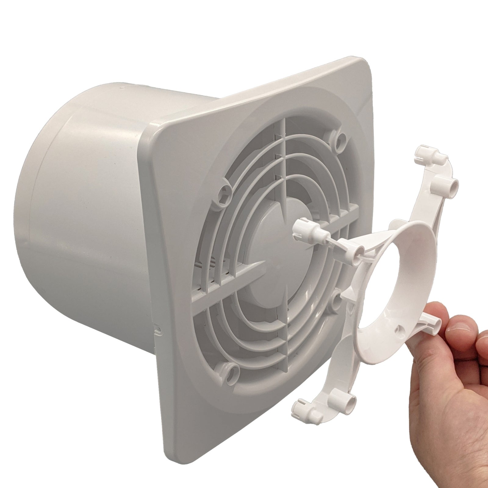 Connection Fanco Dynamic 150mm Duct Square Exhaust Fan Glass White W-EMVUDY13-PWH - The Blue Space
