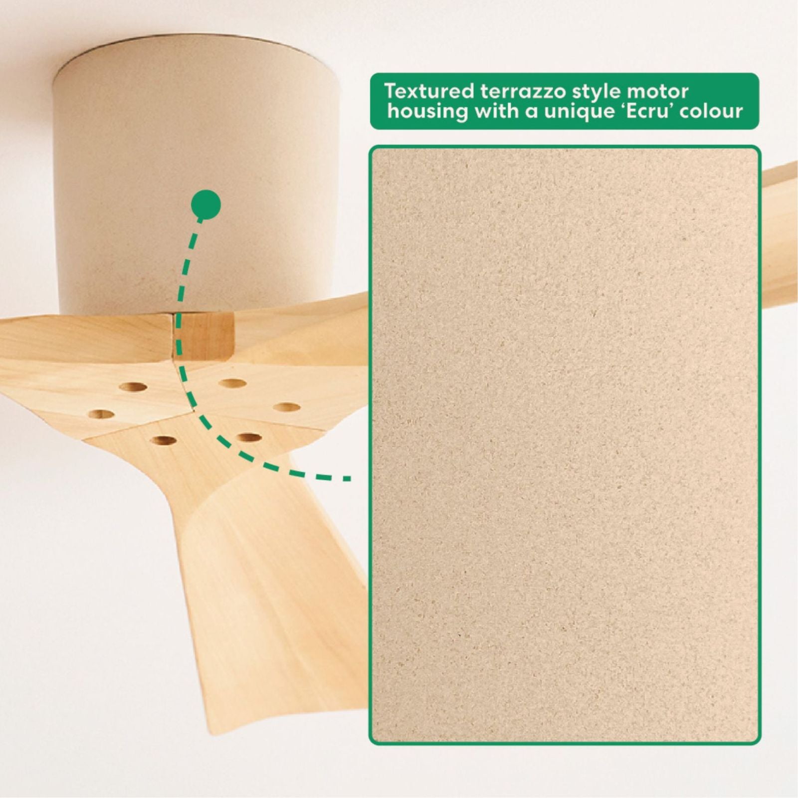 Materials Fanco EarthFirst Gaia 54" (137cm) DC Ceiling Fan - Ecru and Natural Timber F2210/619A - The Blue Space