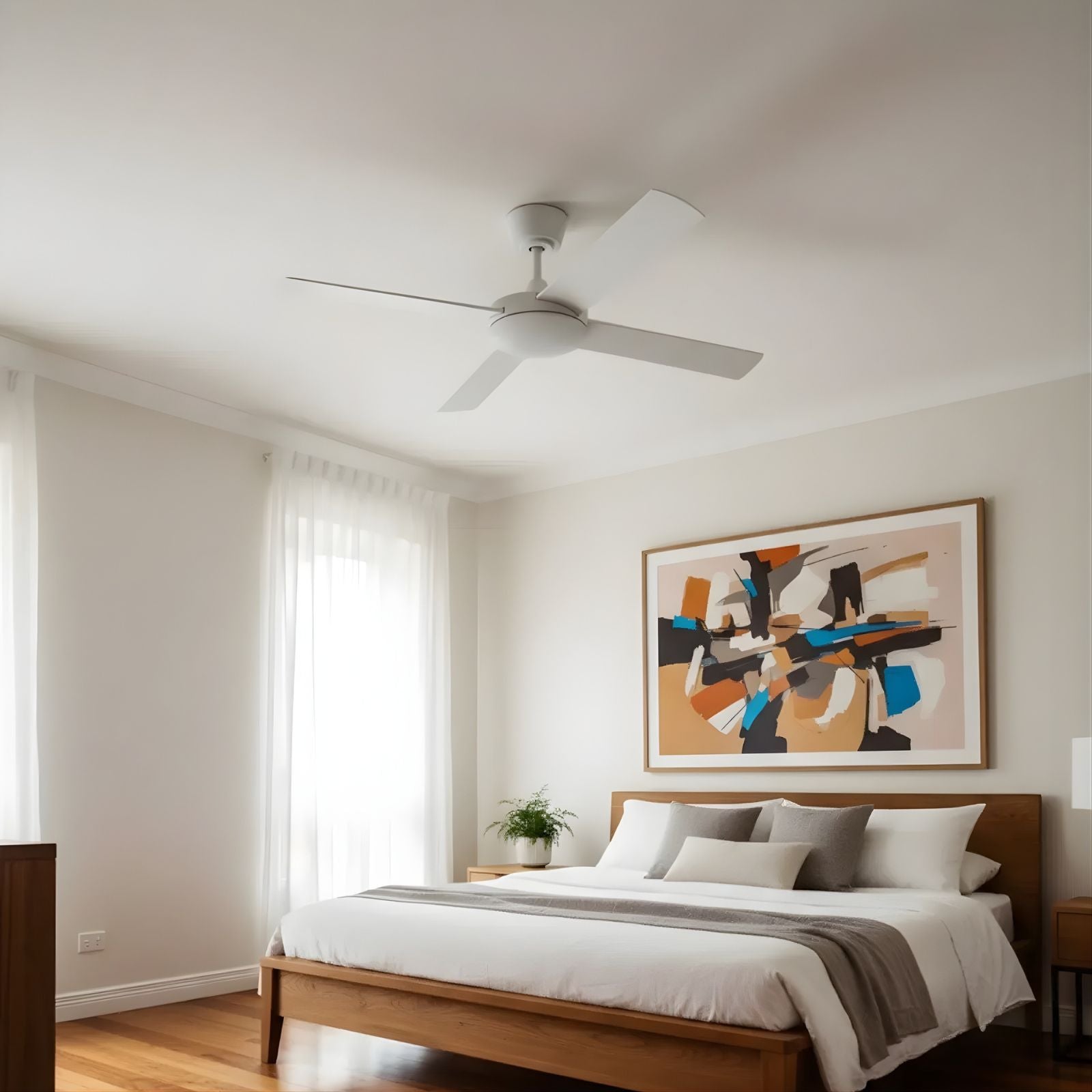 Bedroom Fanco Eco Silent Pro 52'' (132cm) DC Ceiling Fan White F1120/101C - The Blue Space