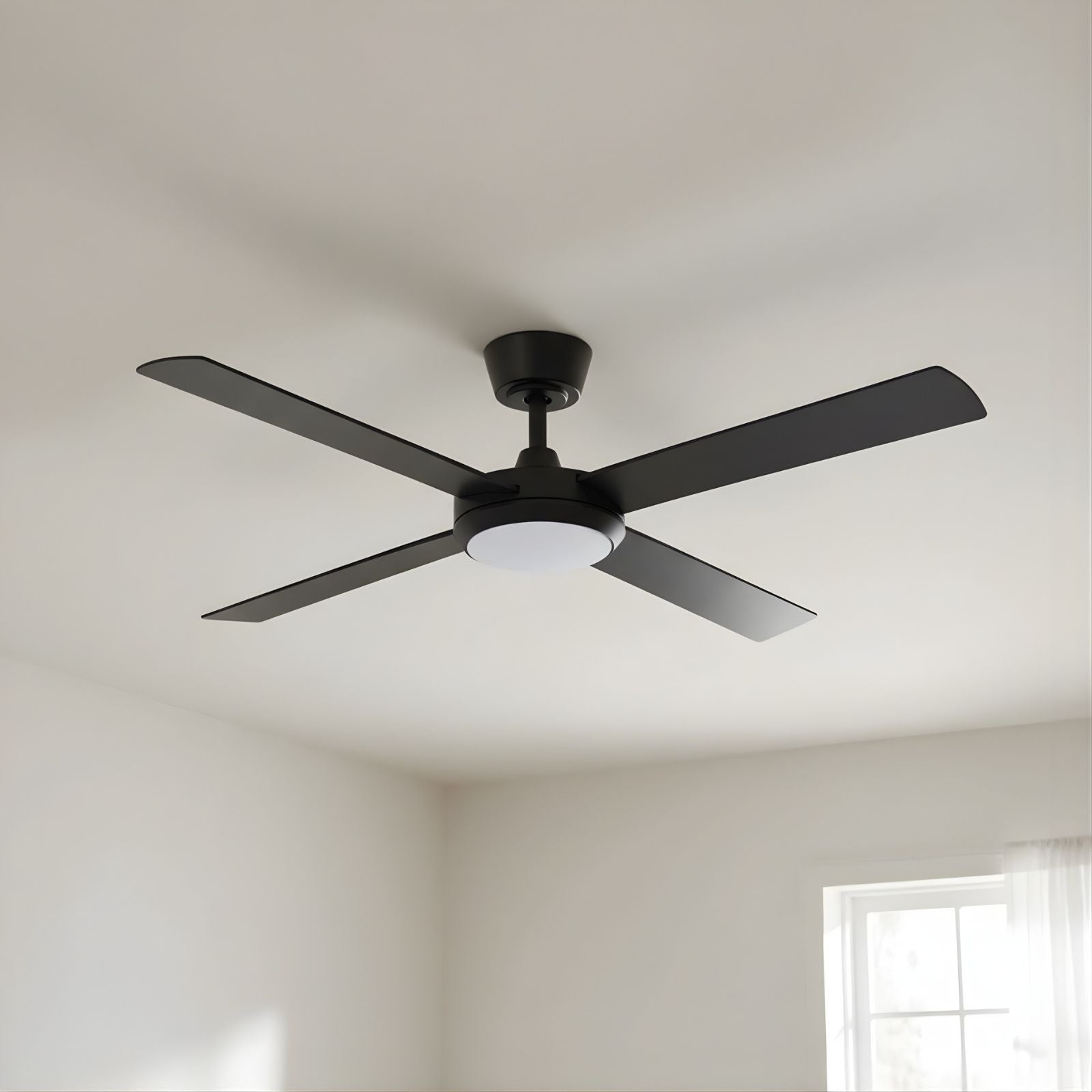 Close up Fanco Eco Silent Pro 52'' (132cm) DC Ceiling Fan with LED Light Black F1121/202C - The Blue Space