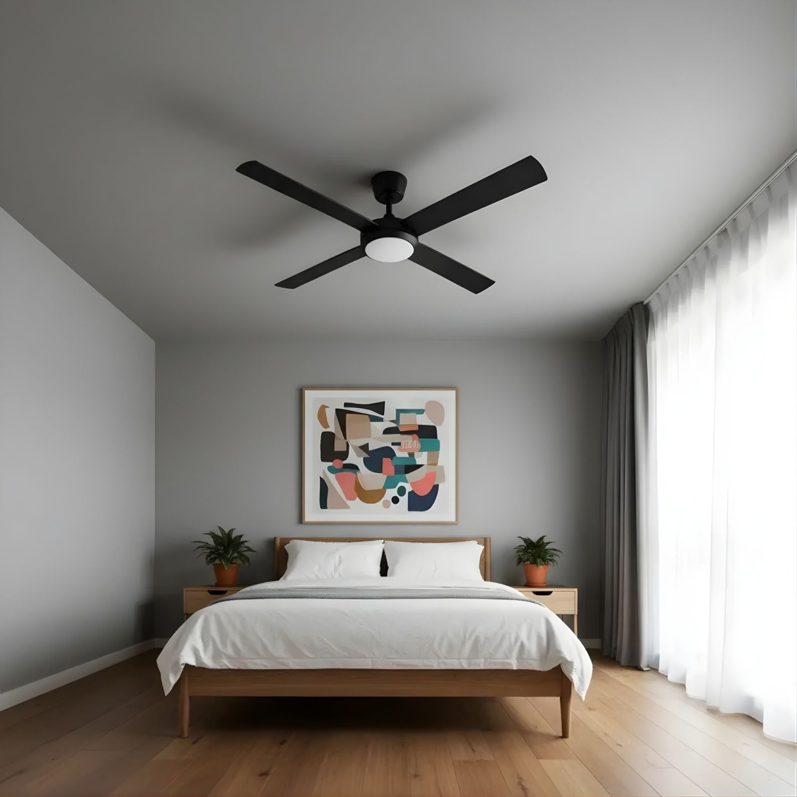 Lifestyle Fanco Eco Silent Pro 52'' (132cm) DC Ceiling Fan with LED Light Black F1121/202C - The Blue Space