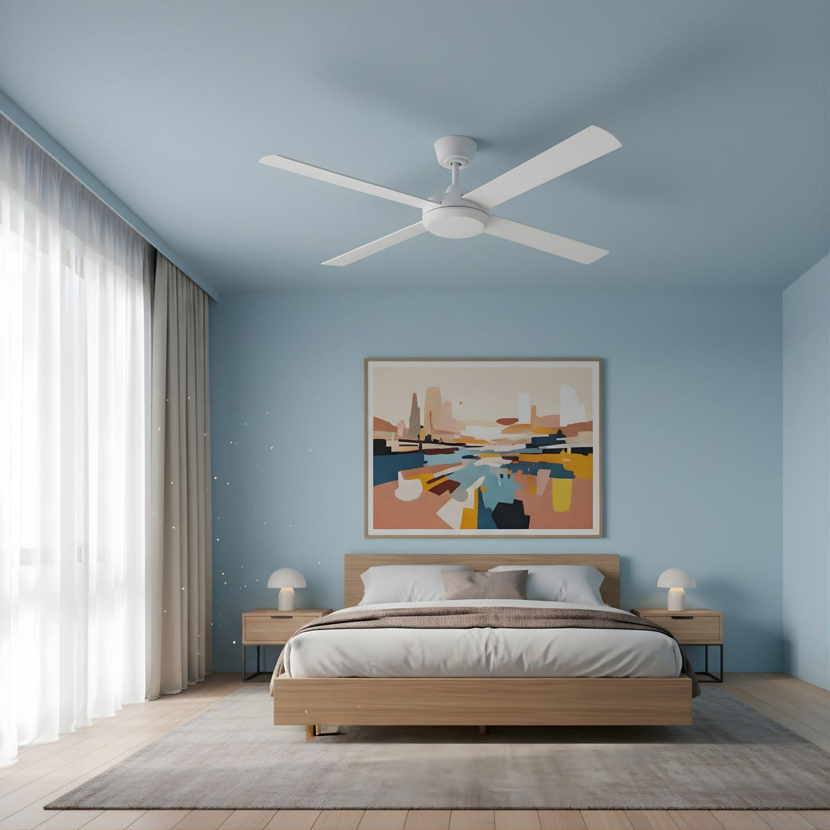 Wide Fanco Eco Silent Pro 56'' (142cm) DC Ceiling Fan with LED Light - White F1141/101C - The Blue Space