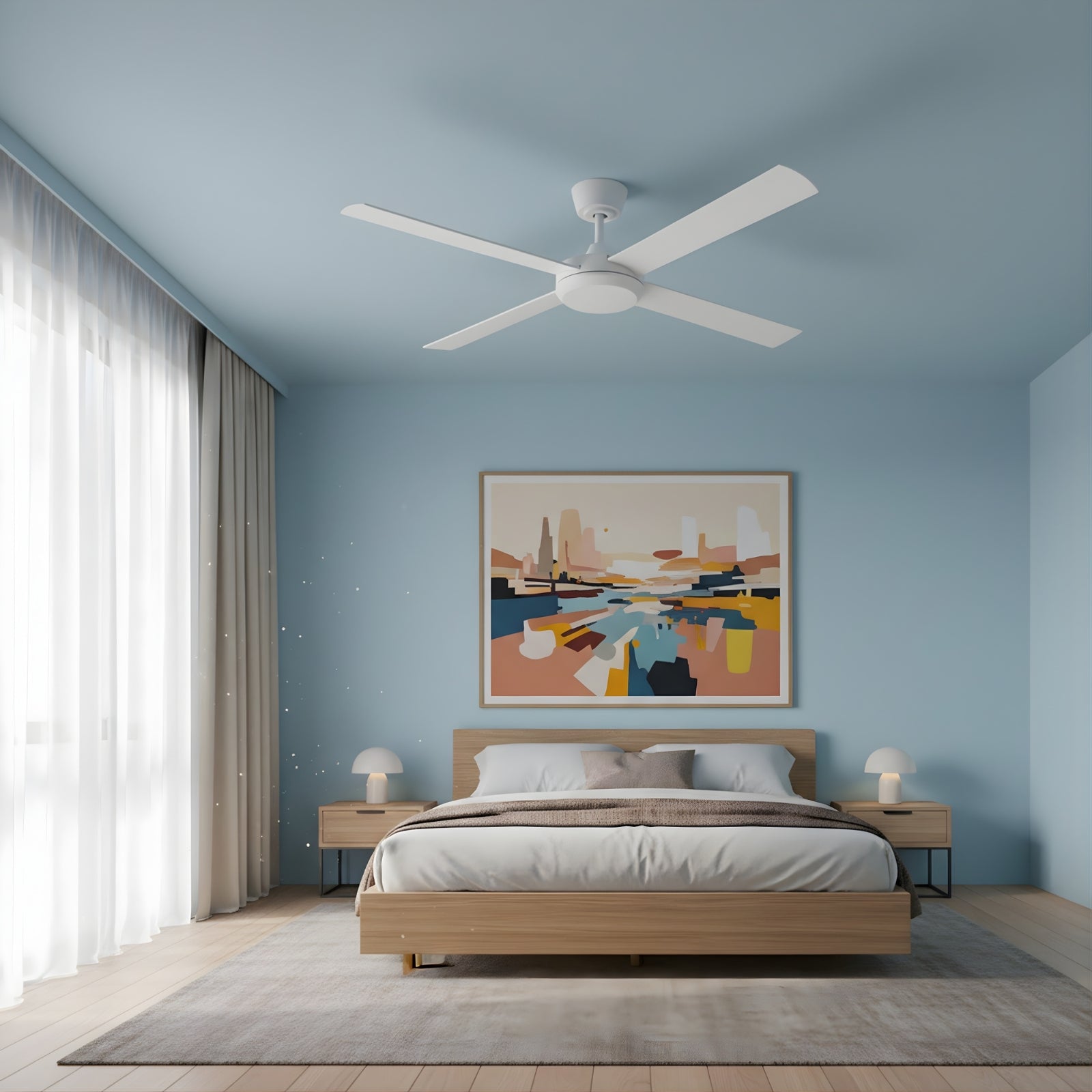 Wide Fanco Eco Silent Pro 56'' (142cm) DC Ceiling Fan with LED Light - White F1141/101C - The Blue Space