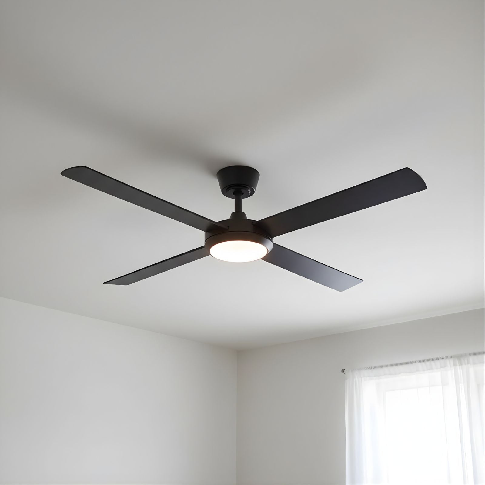 Close Up Fanco Eco Silent Pro 56'' (142cm) DC Ceiling Fan with LED Light Black F1141/202C - The Blue Space