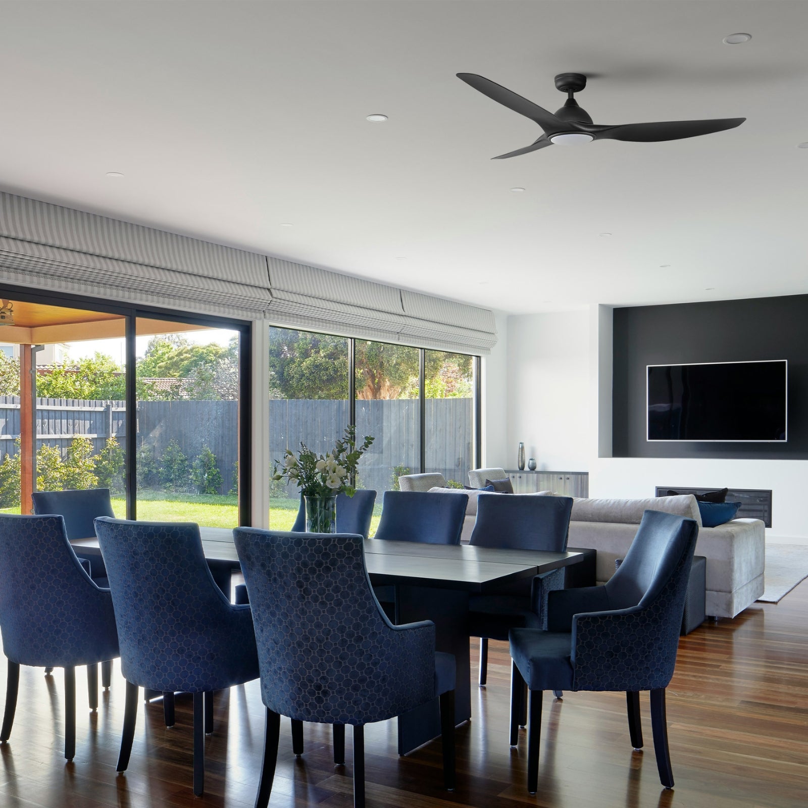 Lifestyle Fanco Horizon High Airflow 52" (132cm) DC Ceiling Fan with LED Light - Black W-CFFCHZ23BLSMR-LED - The Blue Space