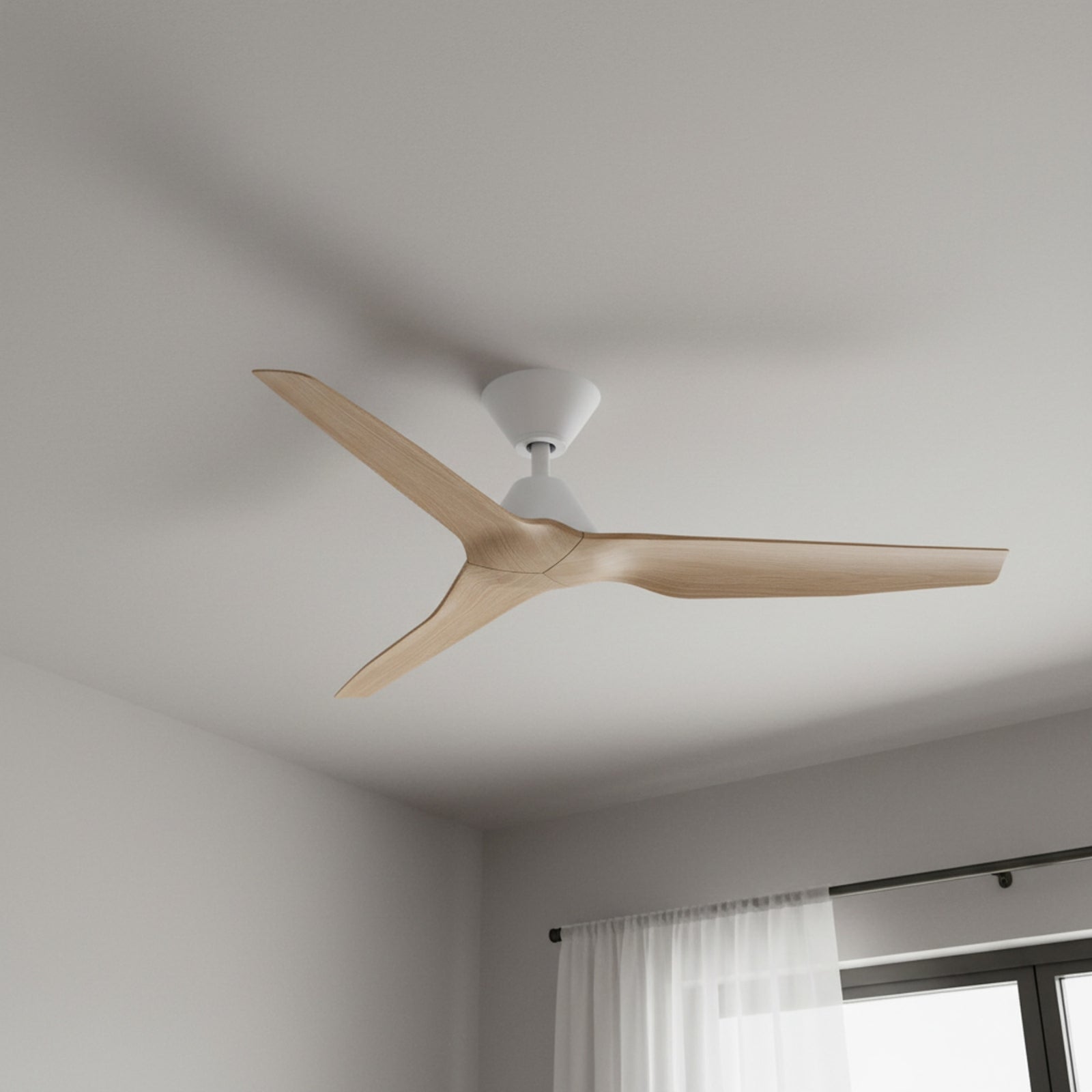 Close Up Fanco Infinity-iD v3 48'' (122cm) DC Ceiling Fan - White and Beechwood F8000/121C - The Blue Space
