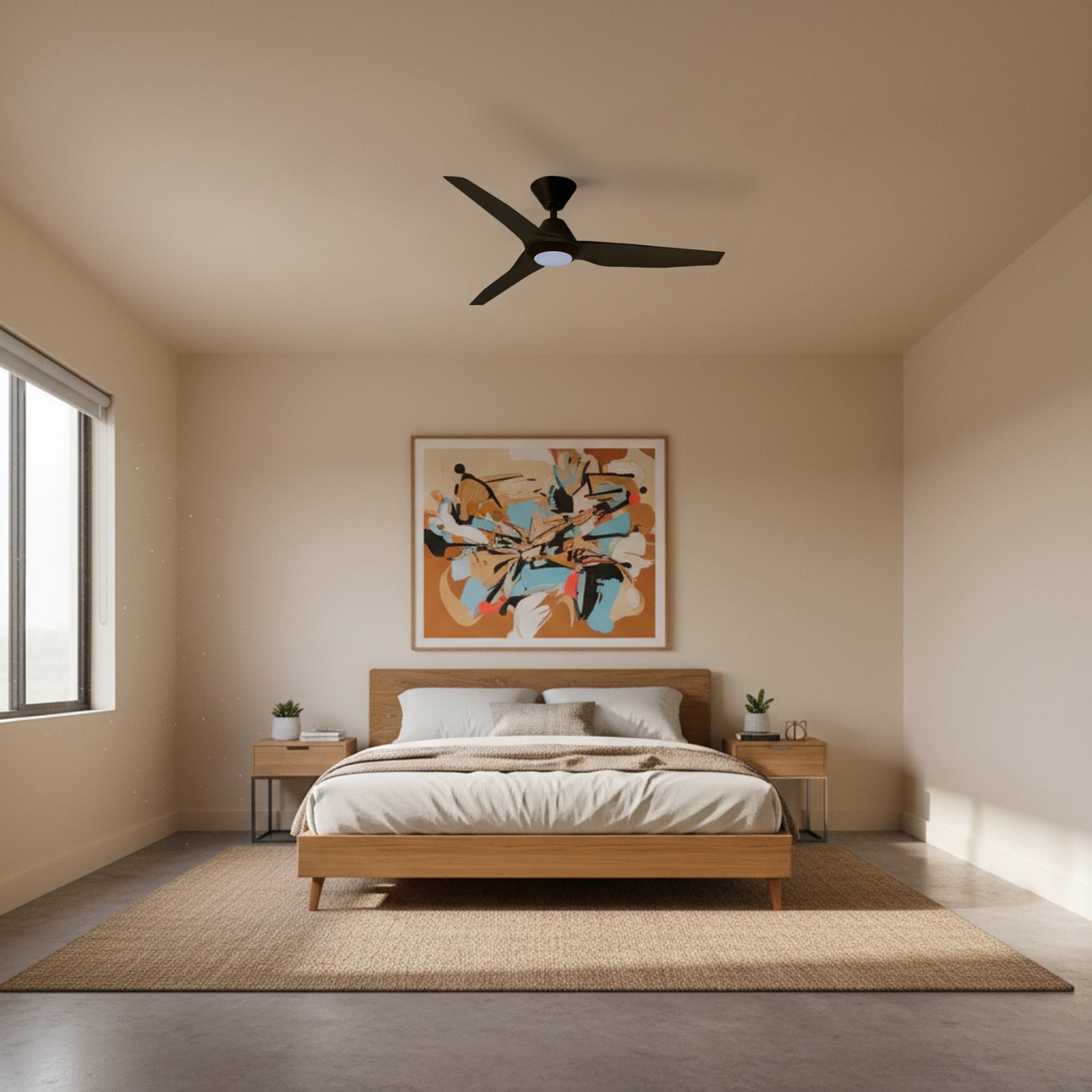 Bedroom Fanco Infinity-iD v3 48'' (122cm) DC Ceiling Fan with LED Light Black F8001/202C - The Blue Space