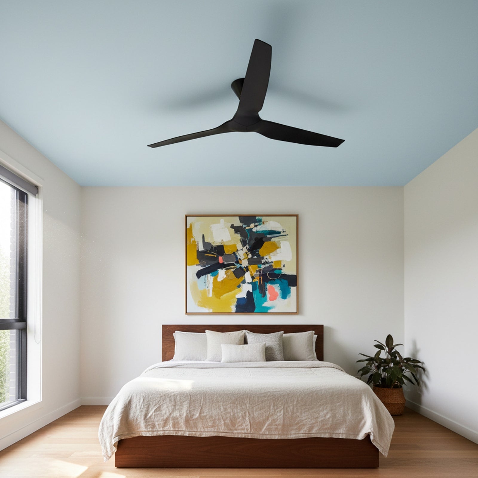 Bedroom Fanco Infinity-iD v3 54'' (137cm) DC Ceiling Fan Black F8030/202C - The Blue Space