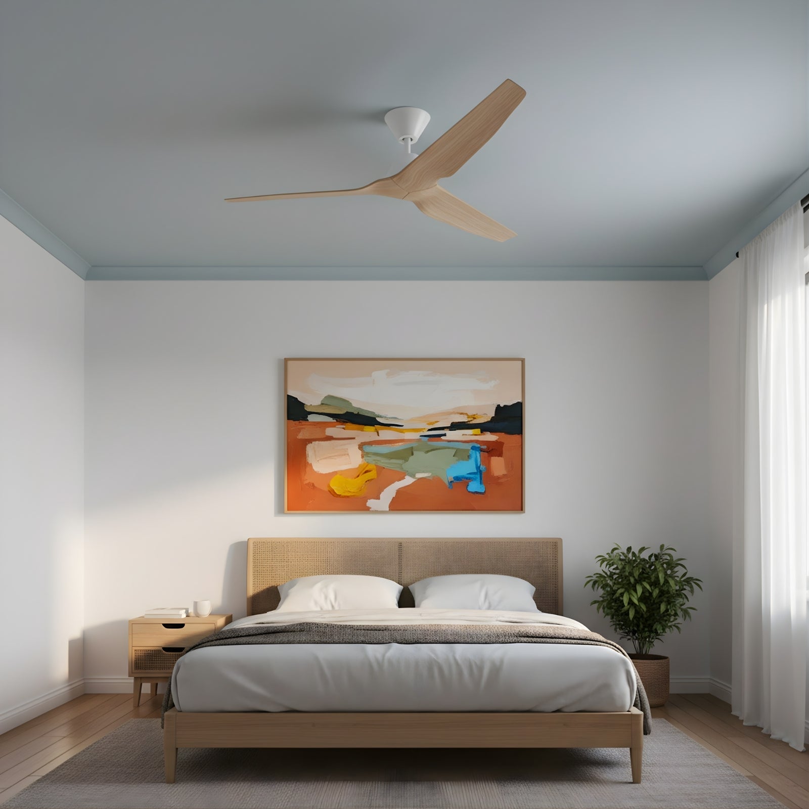 Lifestyle Fanco Infinity-iD v3 54'' (137cm) DC Ceiling Fan White and Beechwood F8030/121C - The Blue Space