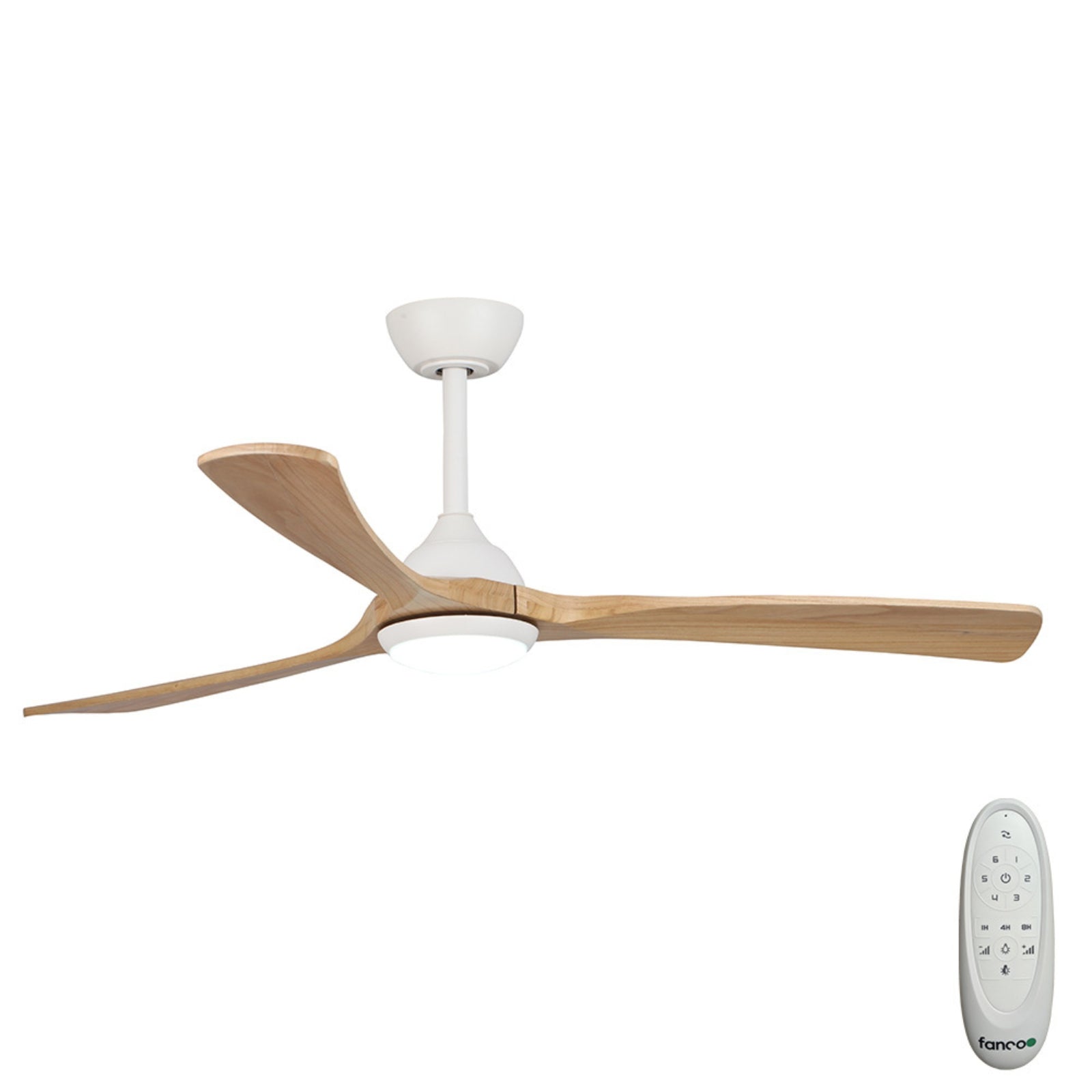 Fanco Sanctuary 52'' (132cm) DC Ceiling Fan with LED Light - White and Natural F6001/119A with Remote - The Blue Space
