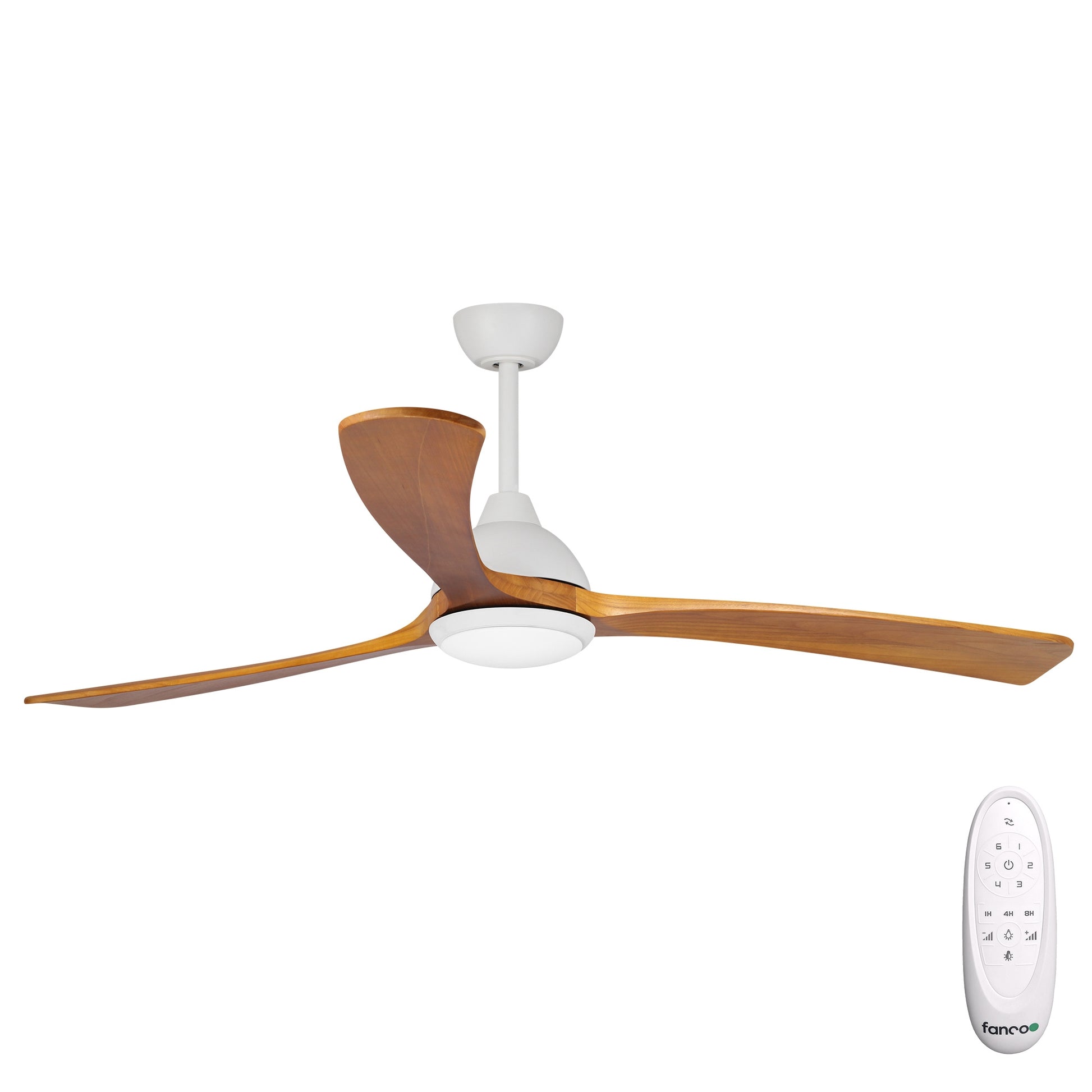 Fanco Sanctuary 70'' (178cm) DC Ceiling Fan with LED Light - White and Teak KF6011/118A - The Blue Space