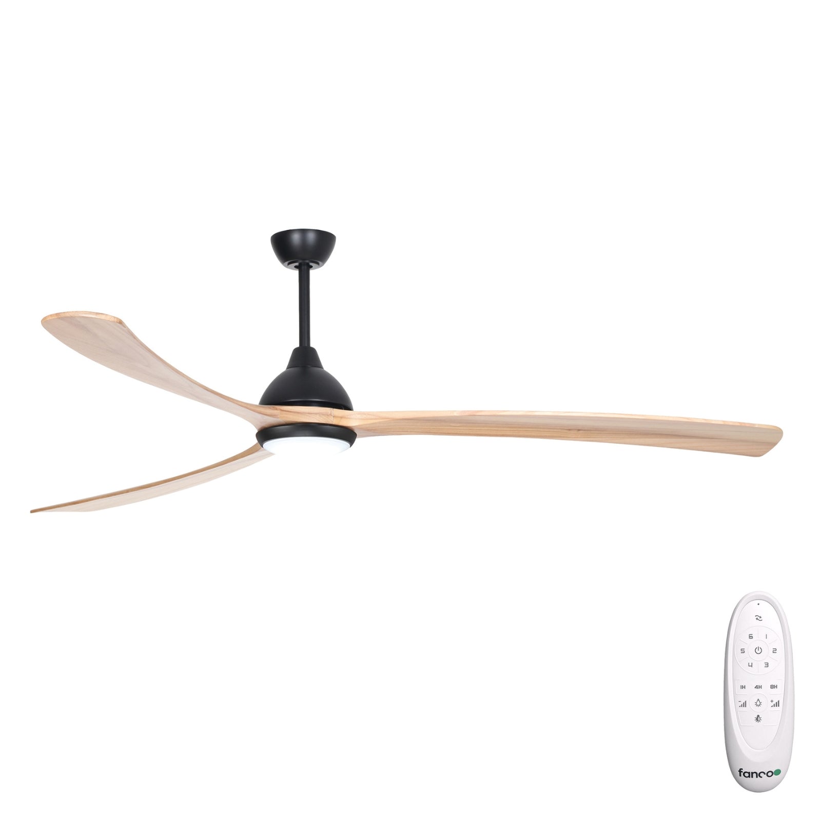 Fanco Sanctuary 86'' (218cm) DC Ceiling Fan with LED Light - Black and Natural KF6021/219A - The Blue Space