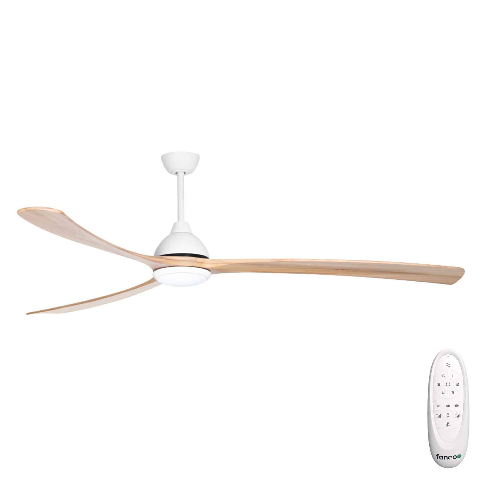 Fanco Sanctuary 86'' (218cm) DC Ceiling Fan with LED Light - White and Natural KF6021/119A - The Blue Space
