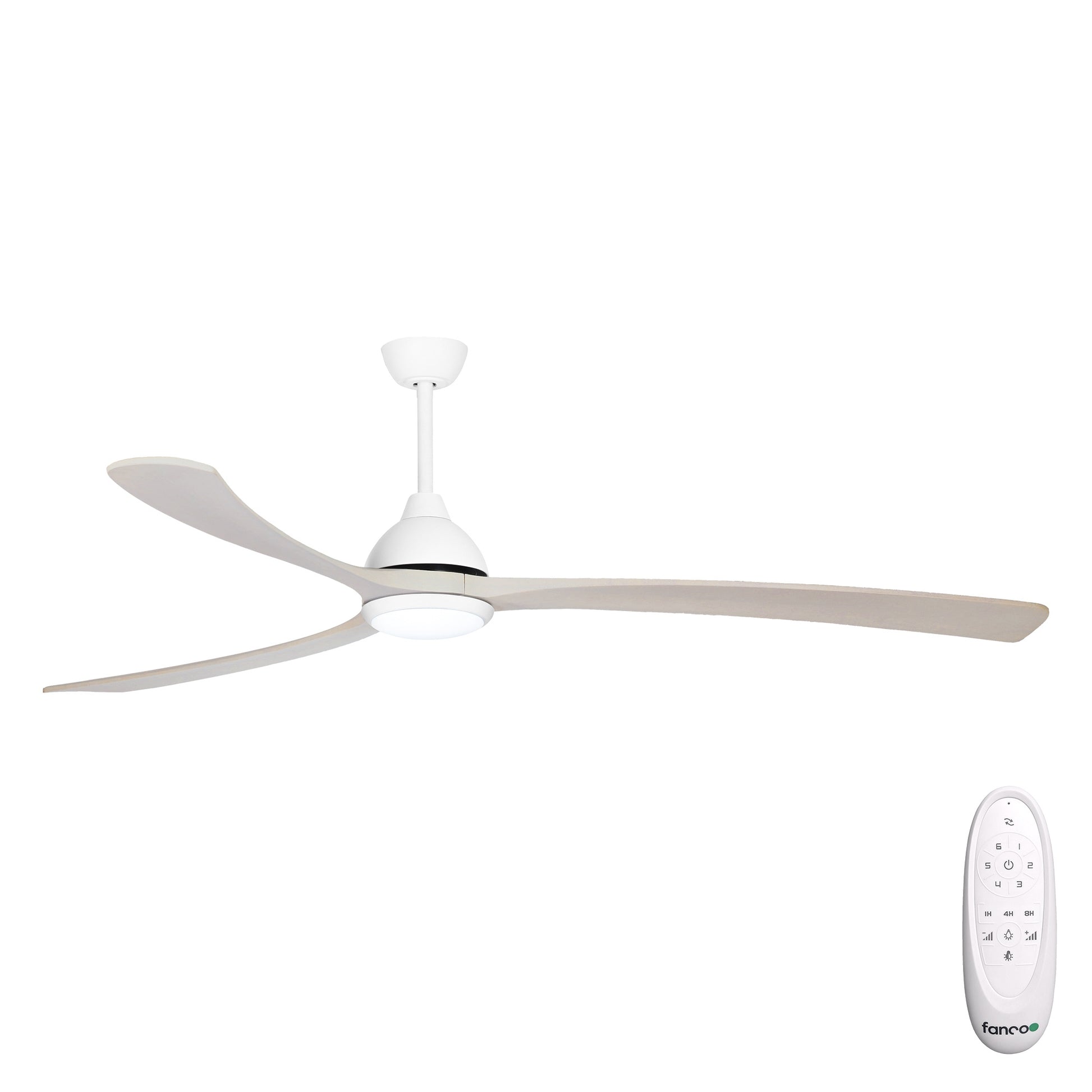 Fanco Sanctuary 86'' (218cm) DC Ceiling Fan with LED Light - White and Whitewash KF6021/101A - The Blue Space