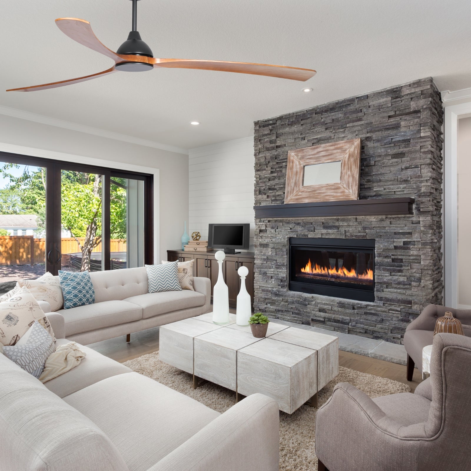Lifestyle Fanco Sanctuary 92'' (234cm) DC Ceiling Fan - Black and Teak KF6030/218A - The Blue Space