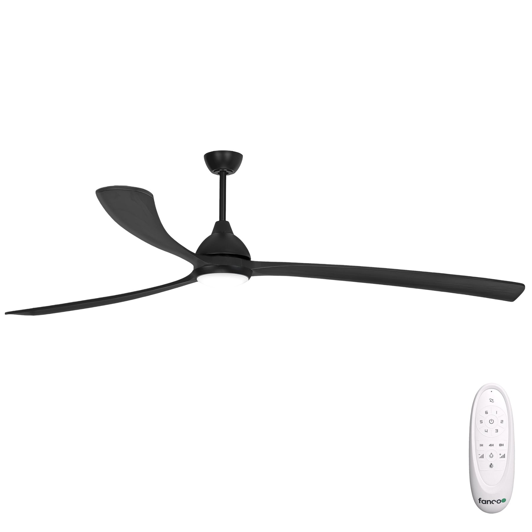 Fanco Sanctuary 92'' (234cm) DC Ceiling Fan with LED Light - Black and Black Timber KF6031/202A - The Blue Space