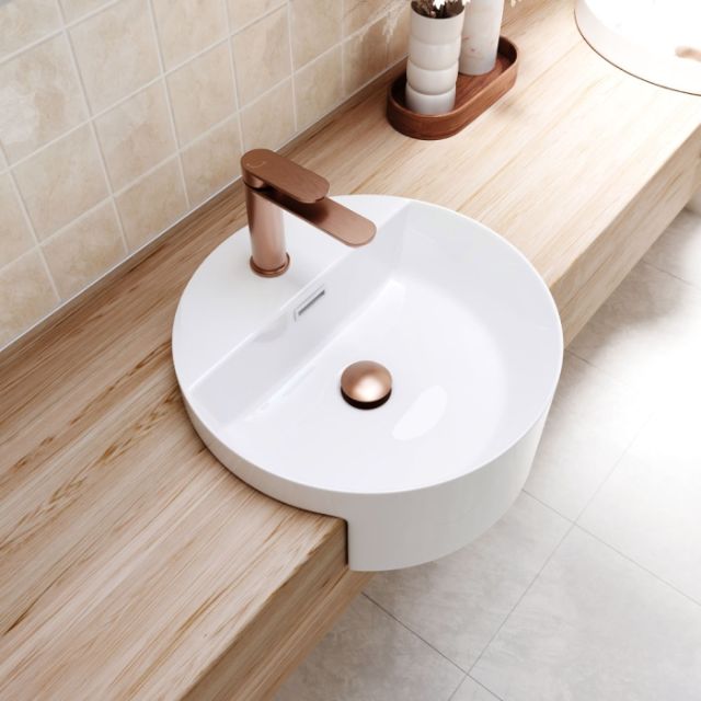 Fienza Empire Slim Basin Mixer Cold Start Brushed Copper