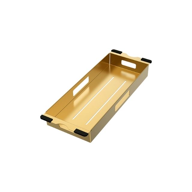 Angle Fienza Hana Sink Colander Tray Rugged Brass 160X450X50mm A20RB - The Blue Space