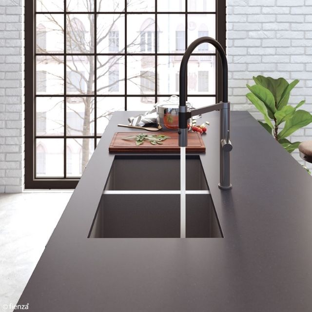 Buy Fienza Hana Double Bowl Sink 27L-27L Carbon Metal Includes Sink Protect Top/Undermount 760X450X200mm 68403CM - The Blue Space