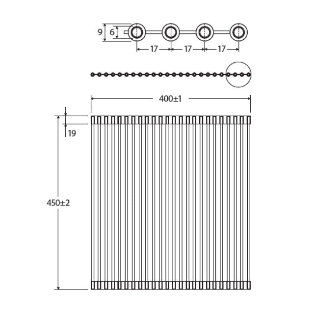 Technical Drawing Fienza Hana Sink Drainer Roller Stainless Steel 420X450X5mm A22 - The Blue Space
