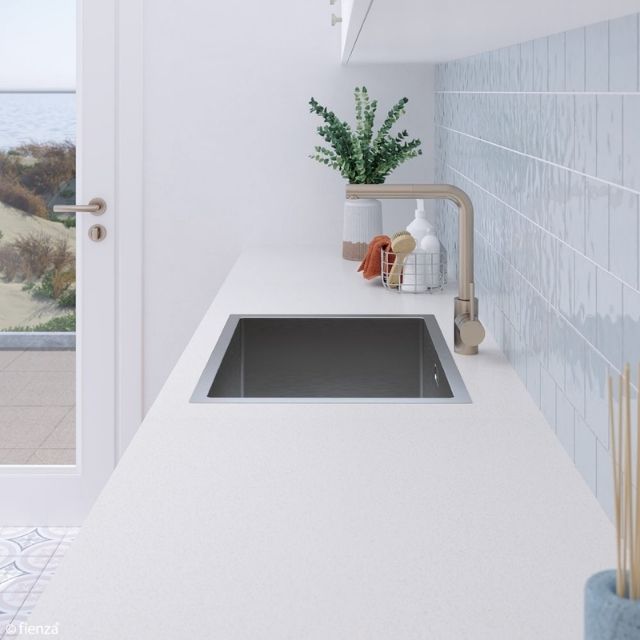 Buy Fienza Hana Laundry Sink 50L With Overflow Top/Undermount 580X445X240mm 68501 - The Blue Space