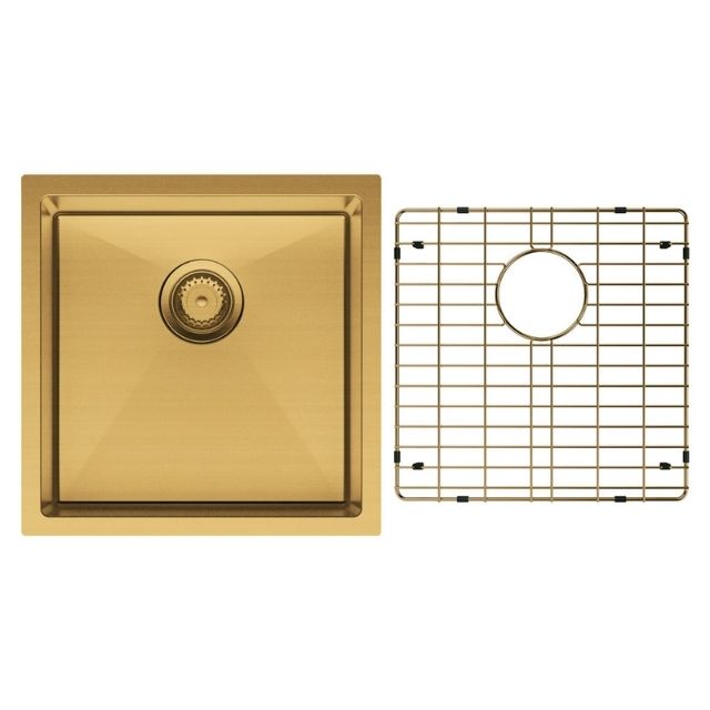 With Protector Fienza Hana Single Bowl Sink 32L Rugged Brass Includes Sink Protect Top/Undermount 450X450X200mm 68401RB - The Blue Space