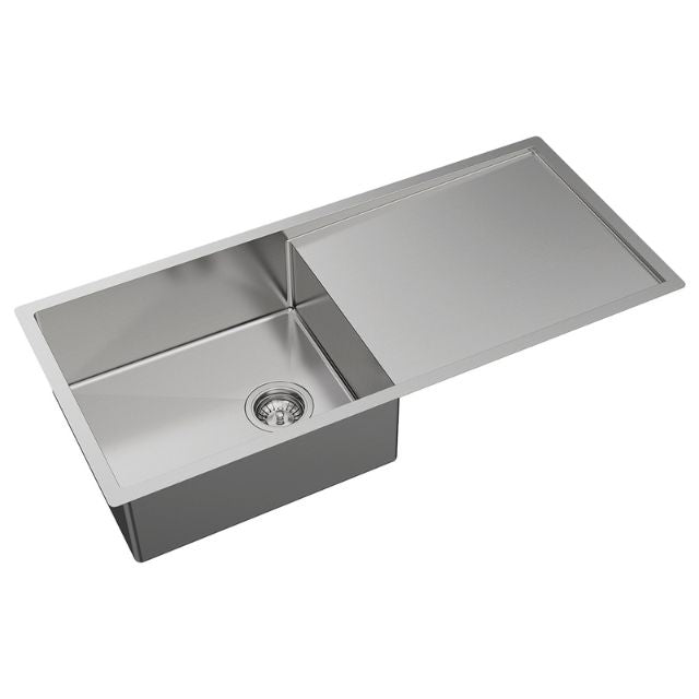 Angle Fienza Hana Single Bowl Sink 36L With Drainer Top Mount 990X450X200mm 68404 - The Blue Space