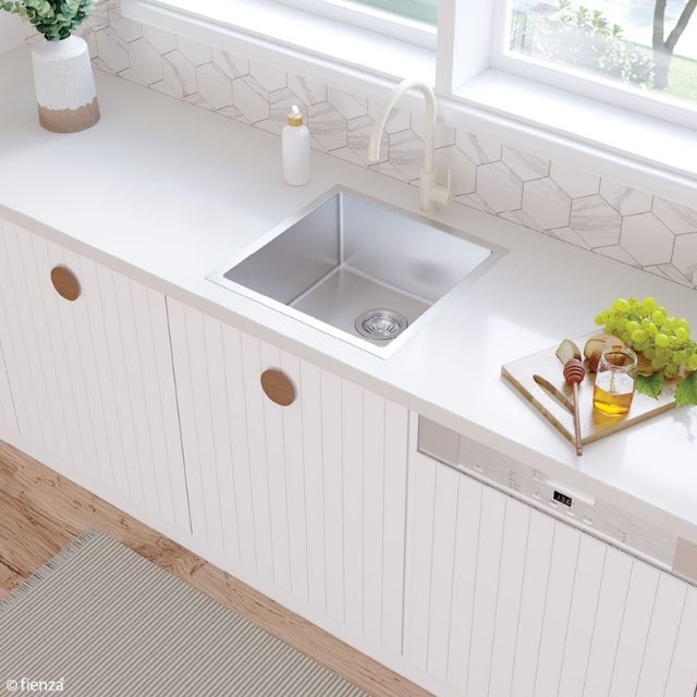 Buy Fienza Hana Single Bowl Sink 40L Top/Undermount 550X450X200mm 68402 - The Blue Space