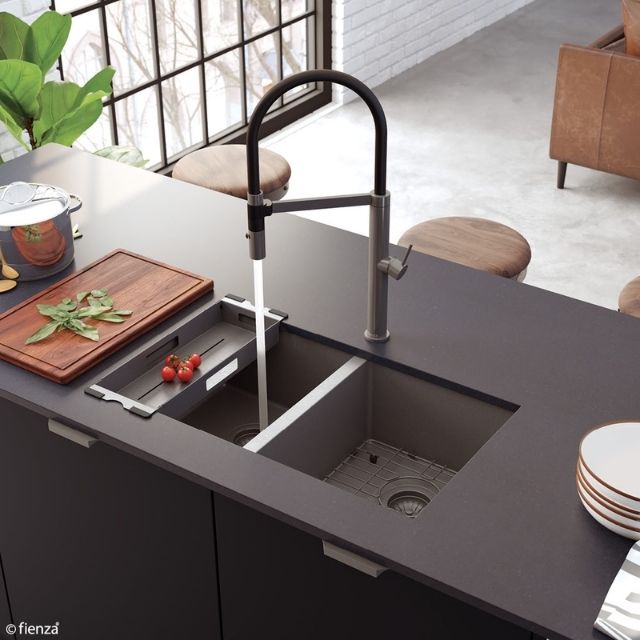 Lifestyle 1 Fienza Hana Sink Wooden Cutting Board 450X270X23mm A26 - The Blue Space