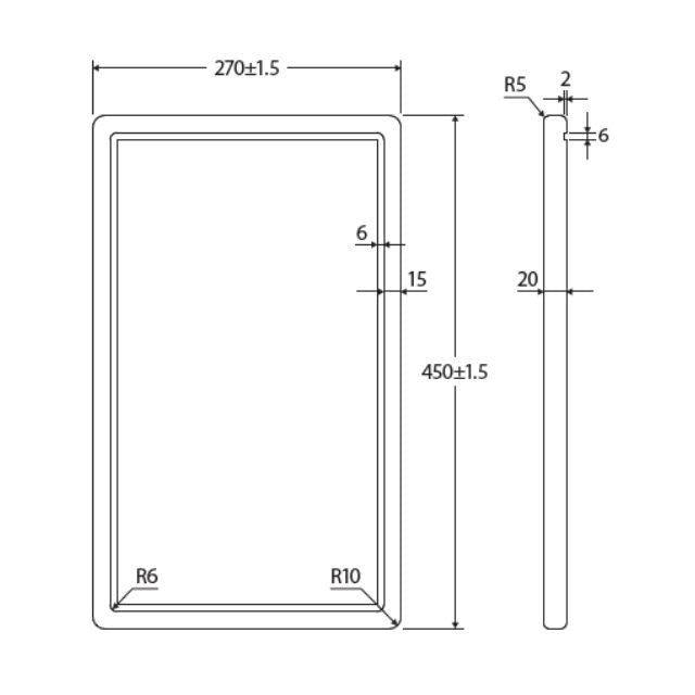 Technical Drawing Fienza Hana Sink Wooden Cutting Board 450X270X23mm A26 - The Blue Space