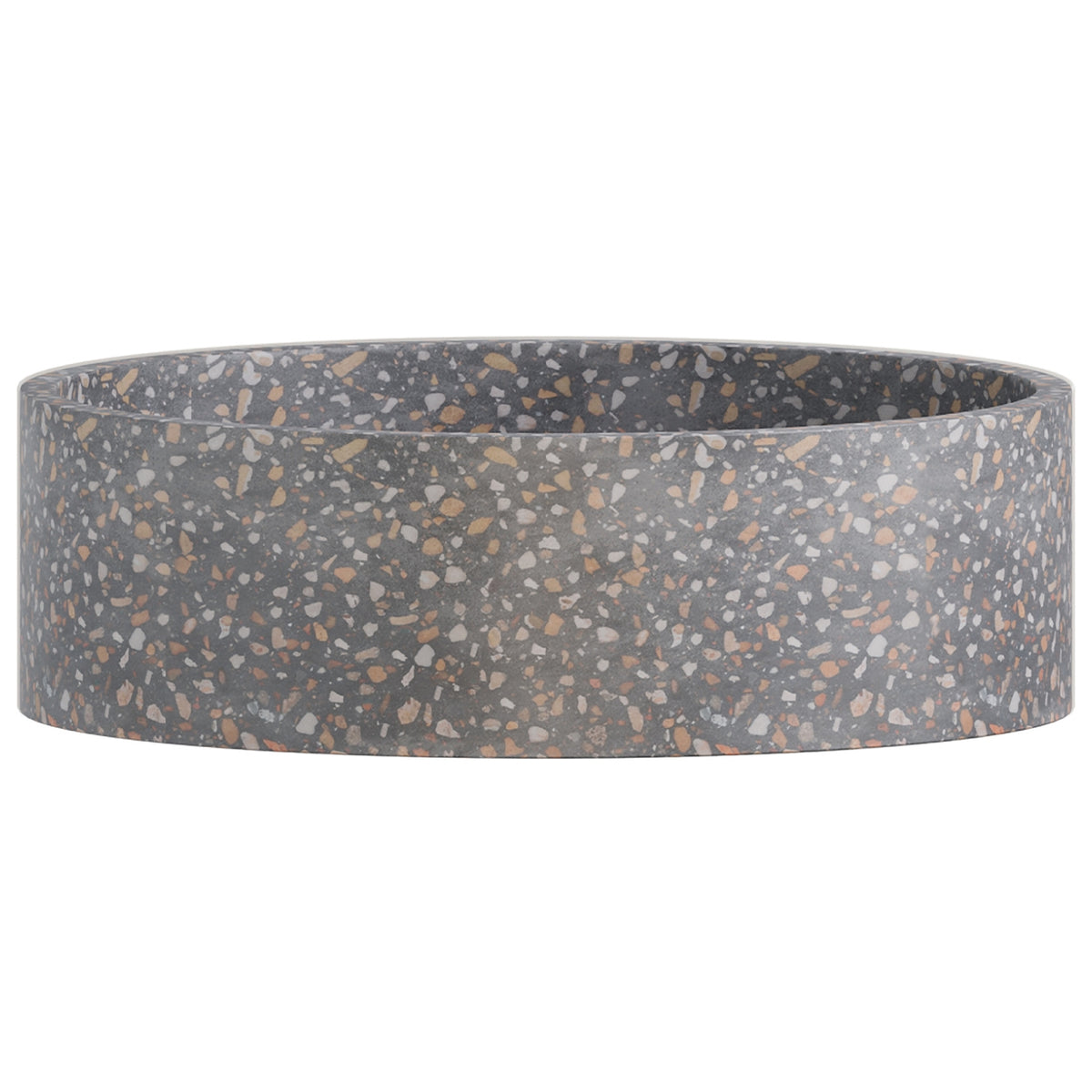 Front Fienza Jada Round Concrete Above Counter Basin - Lunar Terrazzo RB199LT