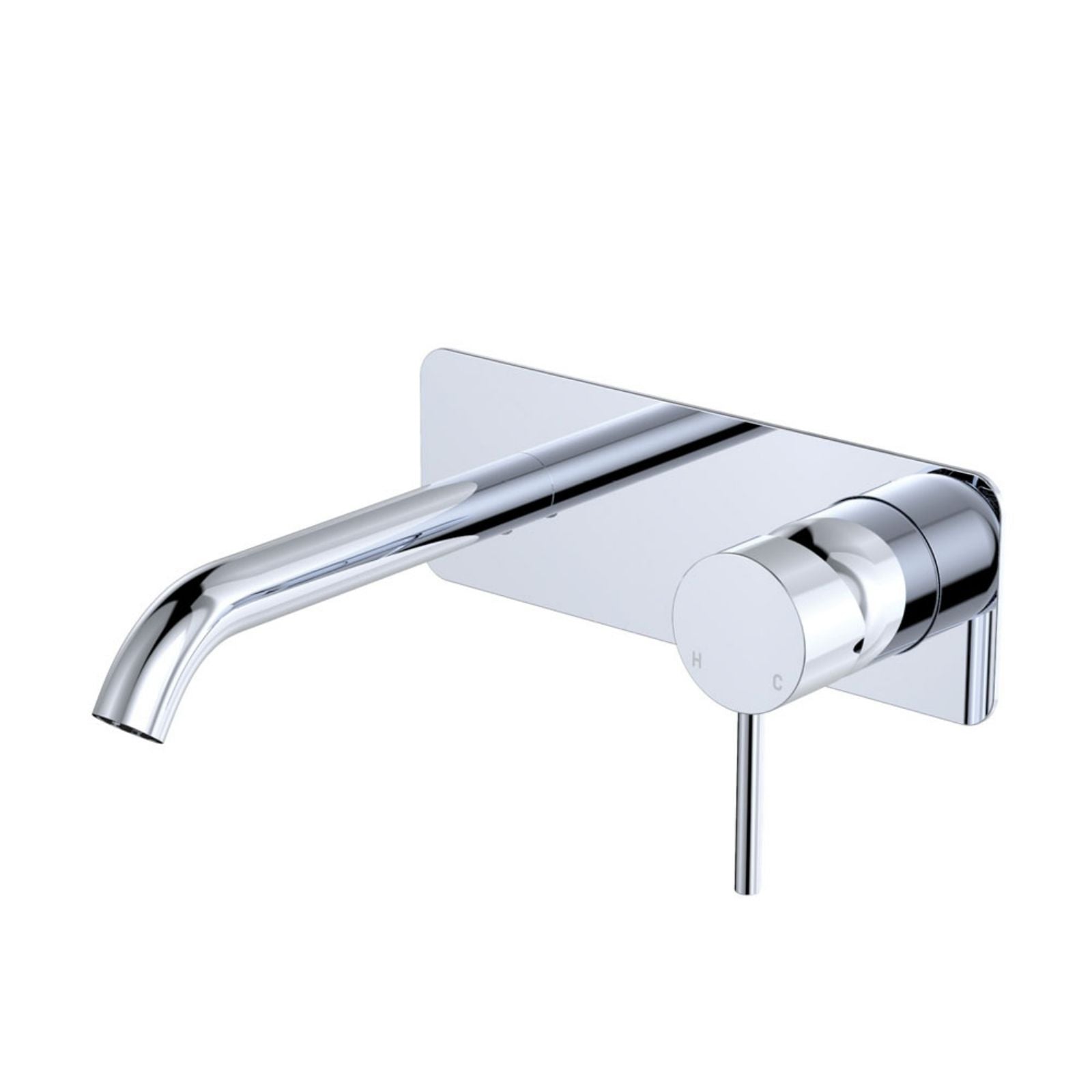 Fienza Kaya Basin/Bath Wall Mixer Set Rectangular Plate 160mm Outlet Chrome 228106-LF - The Blue Space